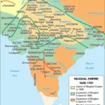 Mughal Empire historical map of medieval India