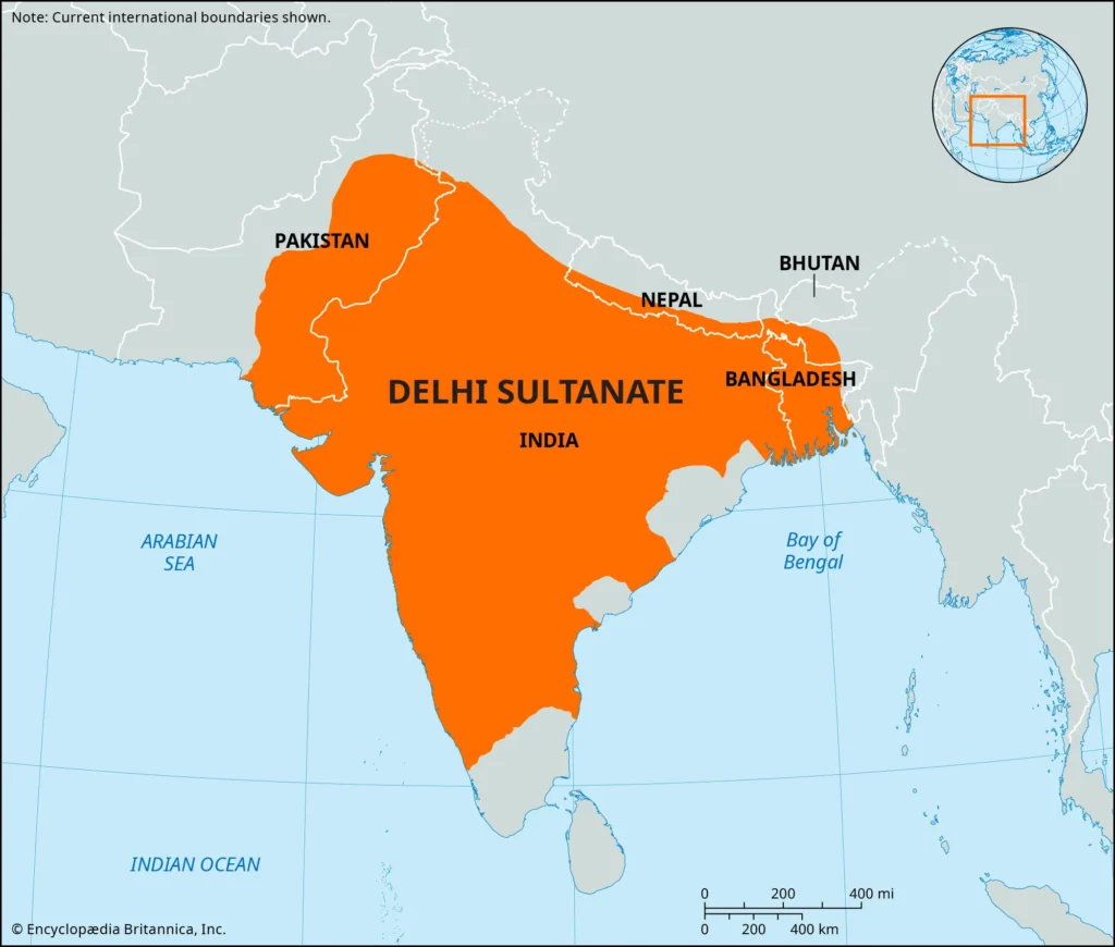 Delhi Sultanate historical map of medieval India